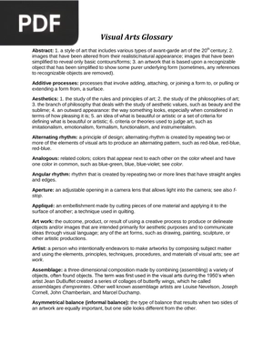 Visual Arts Glossary