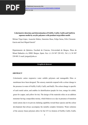 Colorimetric detection and determination of Fe(III)...