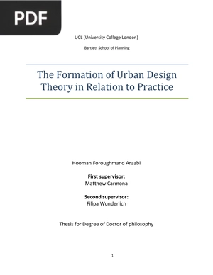 The Formation of Urban Design Theory in Relation to Practice