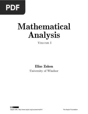 Mathematical Analysis