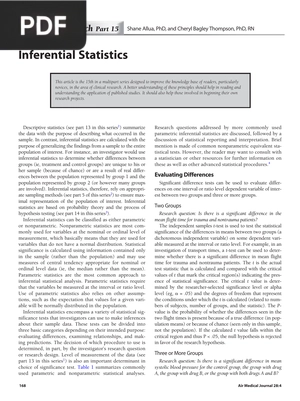 Inferential Statistics (Article)