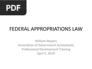 Federal Appropriations Law (Presentation)