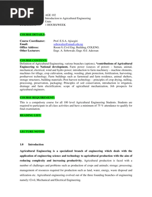 Introduction to Agricultural Engineering (Article)