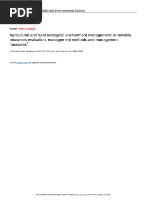 Agricultural and rural ecological environment management