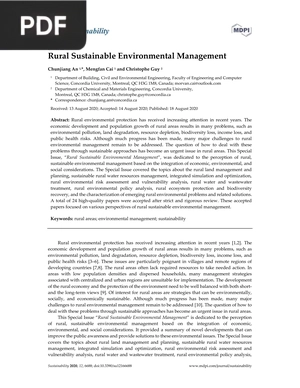 Rural Sustainable Environmental Management (Article)