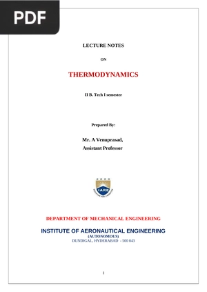 Lecture Notes On Thermodynamics