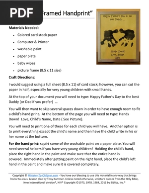 Craft Idea “Framed Handprint”