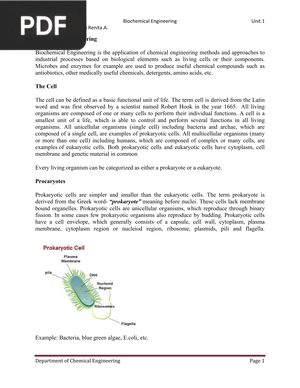 Biochemical Engineering - Unit 1