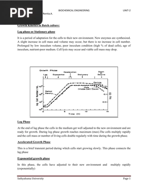 Biochemical Engineering - Unit 2