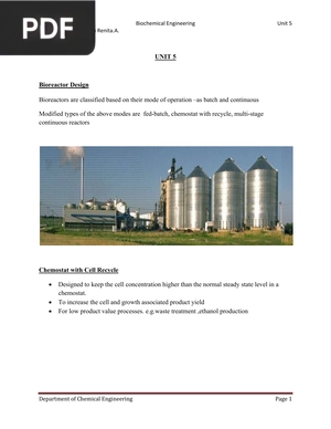 Biochemical Engineering - Unit 5