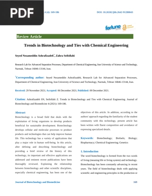 Trends in Biotechnology and Ties with Chemical Engineering