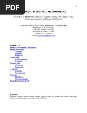 Food and industrial microbiology