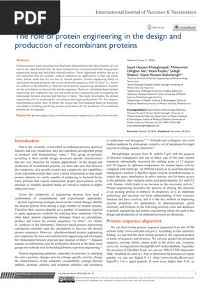 The role of protein engineering in the design and production of recombinant proteins (Article)