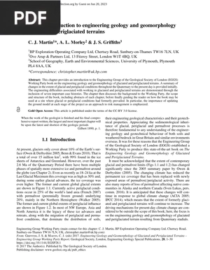 Introduction to engineering geology and geomorphology of glaciated and periglaciated terrains