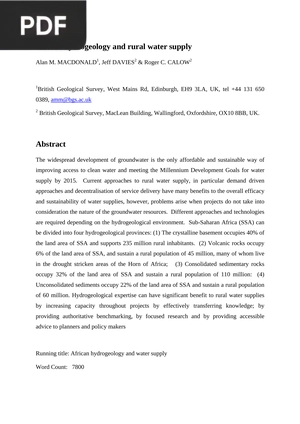 African hydrogeology and rural water supply