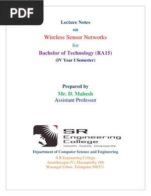 Lecture Notes on Wireless Sensor Networks