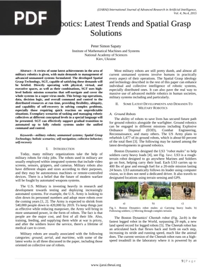 Military Robotics: Latest Trends and Spatial Grasp - Solutions