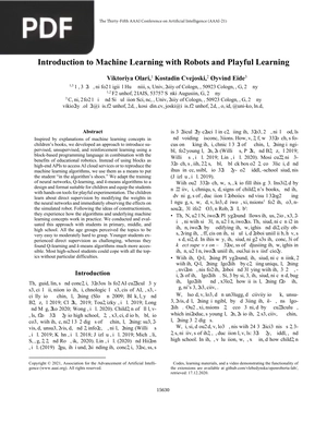 Introduction to Machine Learning with Robots and Playful Learning