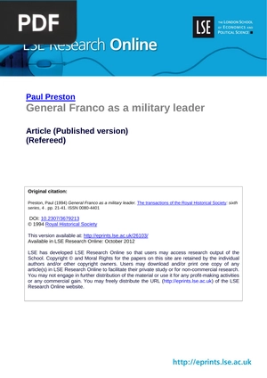General Franco as a military leader