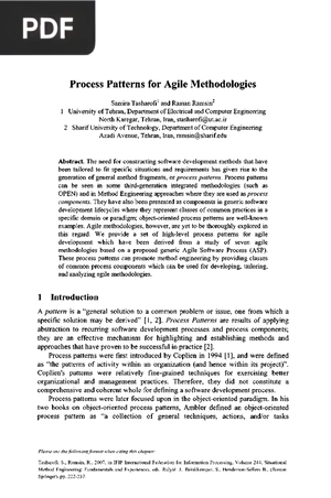 Process Patterns for Agile Methodologies