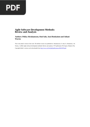 Agile Software Development Methods - Review and Analysis