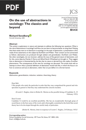 On the use of abstractions in sociology - The classics and beyond
