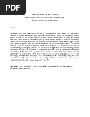 Toward A Cognitive Science Of Beliefs