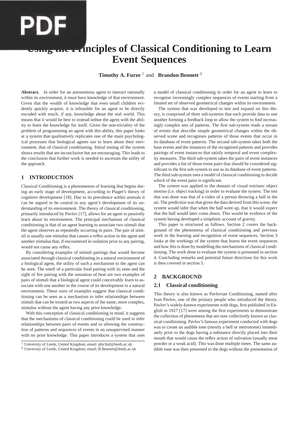 Using the Principles of Classical Conditioning to Learn Event Sequences (Article)