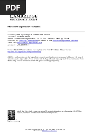 Rationality and Psychology in International Politics