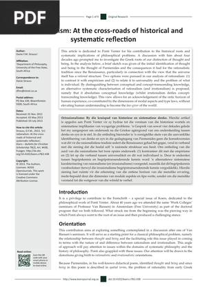 Rationalism - At the cross-roads of historical and systematic reflection (Article)