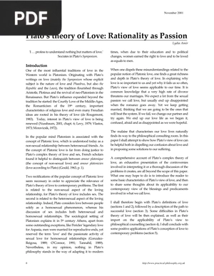 Plato’s theory of Love - Rationality as Passion (Article)