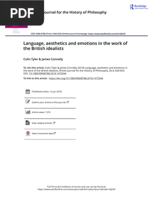Language, aesthetics and emotions in the work of the British idealists