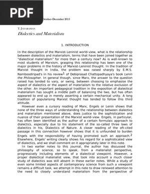 Dialectics and Materialism