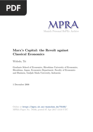 Marx’s Capital - the Revolt against Classical Economics