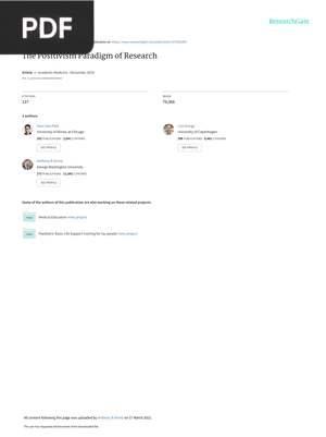 The Positivism Paradigm of Research (Article)