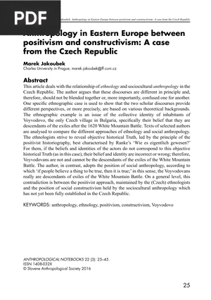 Anthropology in Eastern Europe between positivism and constructivism