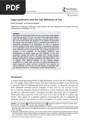 Legal positivism and the real definition of law