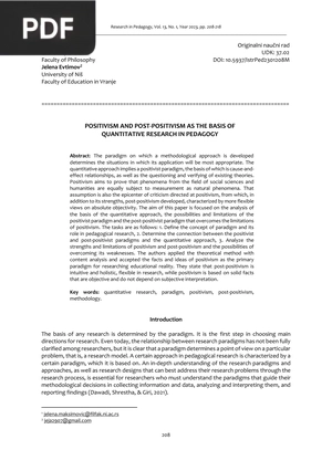 Positivism and post-positivism as the basis of quantitative research in pedagogy