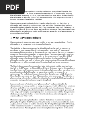 What is Phenomenology