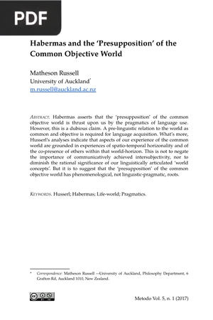 Habermas and the ‘Presupposition’ of the Common Objective World