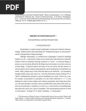 Theory Of Intentionality