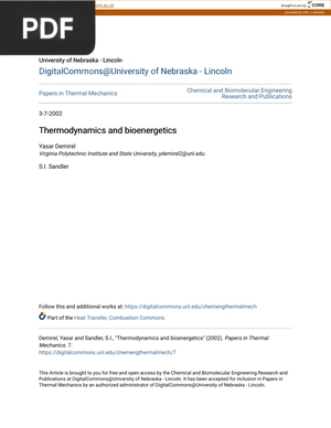 Thermodynamics and Bioenergetics
