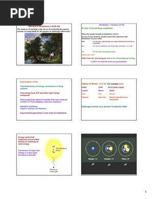 Metabolism-Intro & bioenergetics (Presentation) (Article)