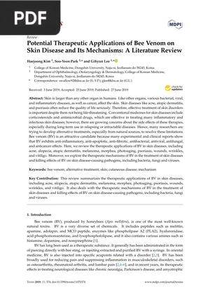 Potential Therapeutic Applications of Bee Venom on Skin Disease and Its Mechanisms - A Literature Review