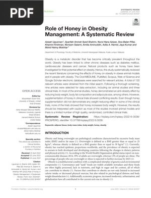 Role of Honey in Obesity Management - A Systematic Review