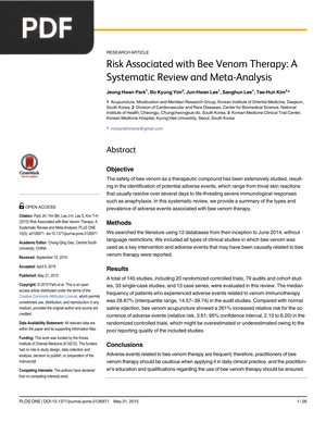 Risk Associated with Bee Venom Therapy - A Systematic Review and Meta-Analysis