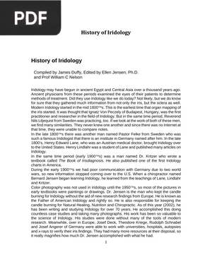 History of Iridology