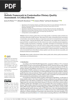 Holistic Framework to Contextualize Dietary Quality Assessment - A Critical Review