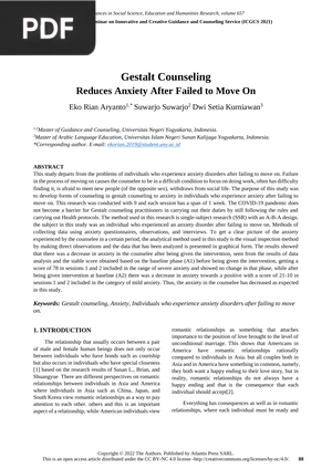 Gestalt Counseling - Reduces Anxiety After Failed to Move On (Article)