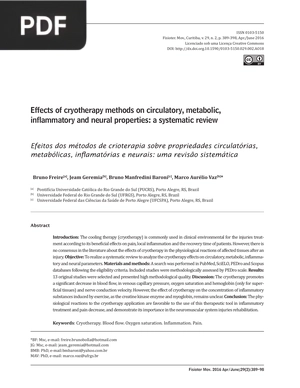 Effects of cryotherapy methods on circulatory, metabolic, inflammatory and neural properties - a systematic review (Article)